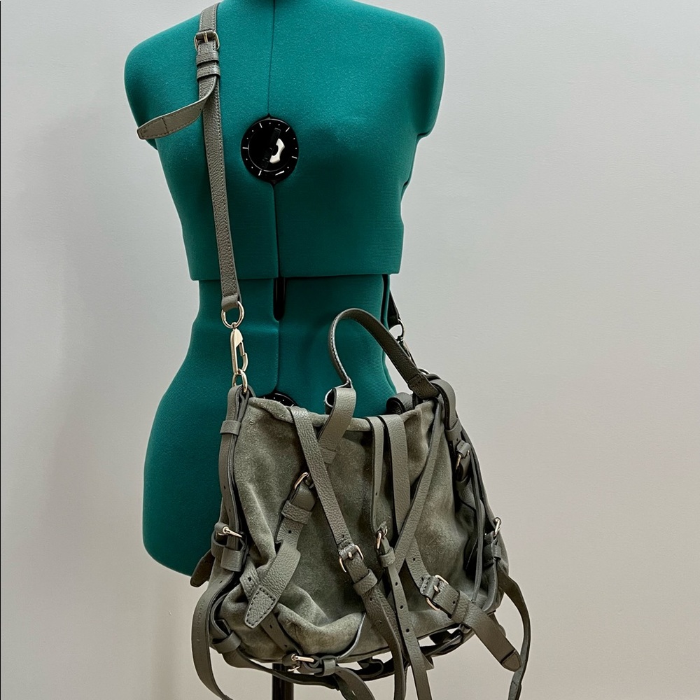 Alexander Wang Green Leather and Suede Handbag with Straps with Gold Hardware.